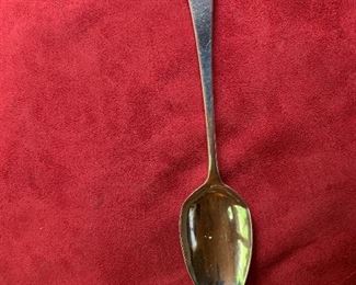 London Sterling spoon Dated 1763-4  Maker HH                  Wt. 58 grams  L 8''