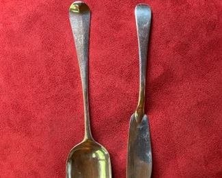 Knife sterling (spoon from earlier photo) London 1804-5  by WE&WF   Wt.32grams L 7 1/4"