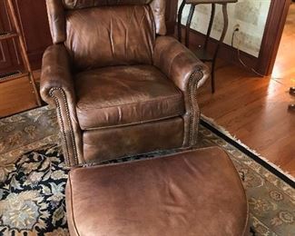 SMITH BROTHERS  Leather Chair & Ottoman