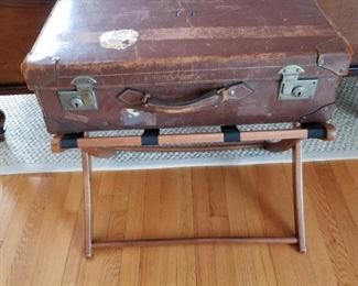 Vintage luggage and rack