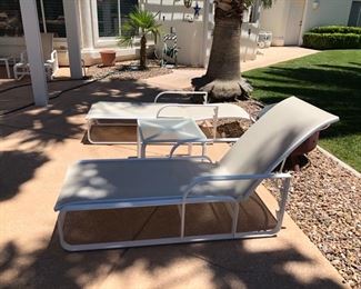 outdoor lounge chairs (8) and side table