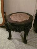 Hand Carved, Inlaid Marble Top Chinese Accessory Table