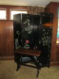 Four Panel Chinese Lacquered Screen