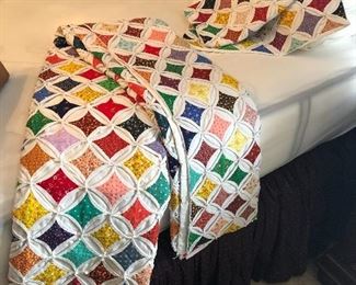 Cathedral window quilt and shams