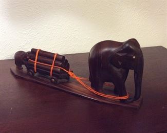 Hand carved wooden elephant