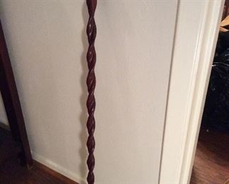 Antique spiral wood walking cane