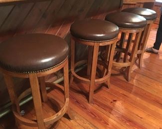 wood & leather bar stools