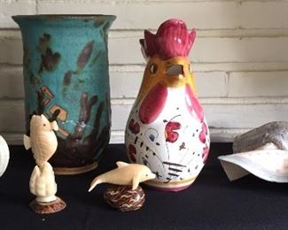 Pottery, Rooster, Vase
