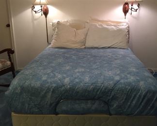 Cantwell Queen Size Electric Bed, Electric Wall Sconces, Comforter