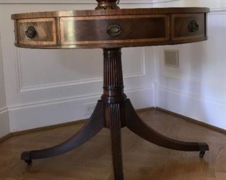 Antique Duncan Phyfe occasional embossed leather top table