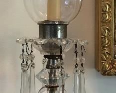 Antique etched glass candelabra (pair)