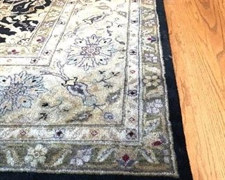Handmade Indian wool rug 11' 10" X 8' 9" Black and beige