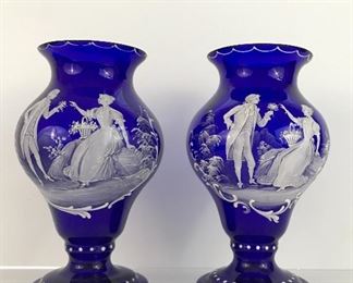 Etched vased Czechoslovakia