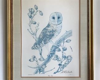 Sallie Eddington Middleton lithograph, "Barn Owl"