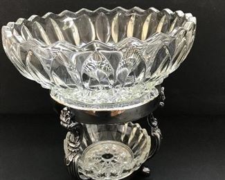 Silver plate and glass Epergne (set of 2)