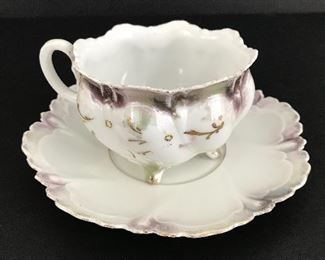 R S Prussia footed tea cup and saucer