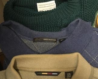 Greg Norman gold shirts and sweaters