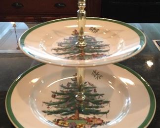 Spoke Christmas Tree tiered serving tray