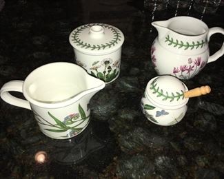 Portmeirion Botanic Garden:  small jug; creamer and covered sugar; honey pot