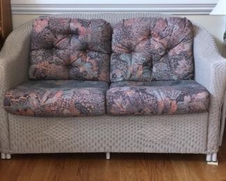 Vintage Lloyd Loom All-Weather wicker love seat