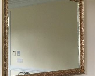 Wall gold tone beveled mirror
