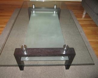 GLASS TOP COCKTAIL TABLE AND MATCHING SOFA TABLE