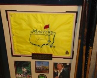Jack Nicholson signed masters flag and pictures   