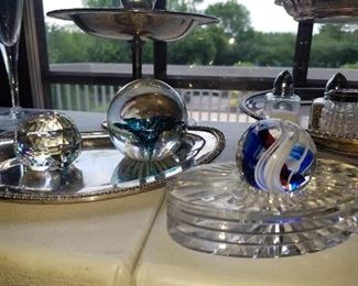 Crystal, Silver plate, Paperweights