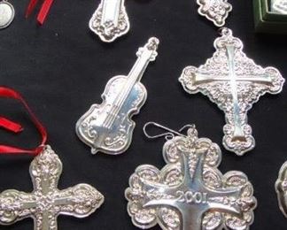 Reed & Barton, Wallace , Sterling Christmas Ornaments, Cross, Bells, Waterford Christmas ornaments