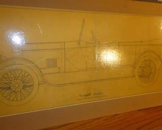 vintage car blue prints