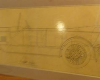 vintage car blue prints