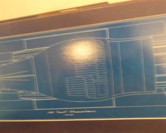 vintage car blue prints