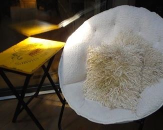 Papasan Chair, fuzzy pillows