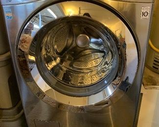 LG Stainless Washer on pedestal
