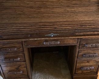 Oak rolltop desk - 55"w x 30"deep