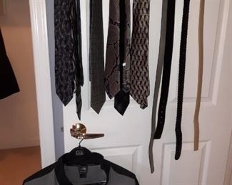 North Face jacket, designer belts and ties
