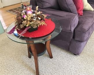 Glass and Wood End Table 
