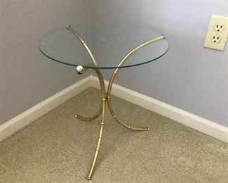 Brass and Glass End Table 