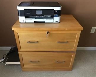 Wooden Locking Filing Cabinet, Printer