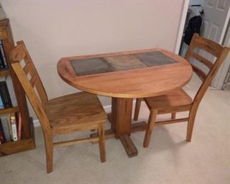 Oak Drop Leaf Table w/ two Chairs