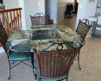 CASUAL GLASS TOP DINING TABLE WITH 4 CHAIRS