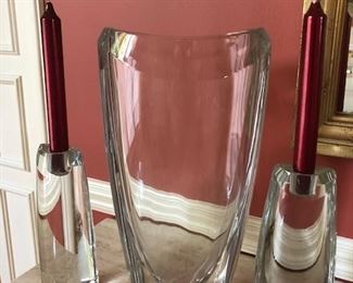 Waterford large vase and matching candlesticks