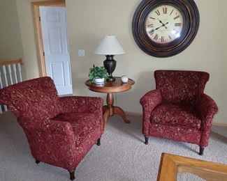 UPHOLSTERED DEEP RED & GOLD SIDE CHAIRS