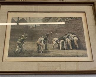 Football At The Wall The Eaton Game at Cambridge University, FRAMED, ORIGINAL, $275