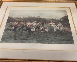 RUGBY MATCH, this is the PRINT that was behind the bar at Twickingham, FRAMED MADDED, VERY RARE AND UNIQUE, $2,600