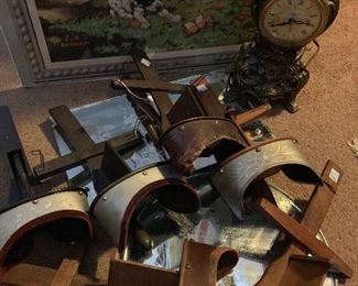 An array of Stereoptican viewers, clock and hunting print. Stagecoach Antiques is Offering 50% or more of ALL Inventory and Shelving units in the brick and mortar shop--July 26-28, 10-5 each day--see you in the shop!