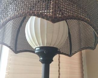 Detail of woven shade to combo end table/lamp