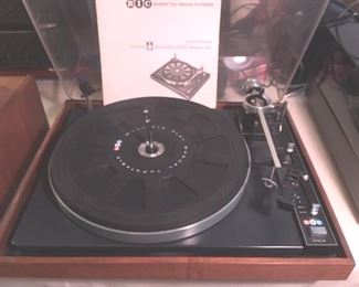 Belt-driven multiple play manual turntable, Model 960 by BIC, with manual