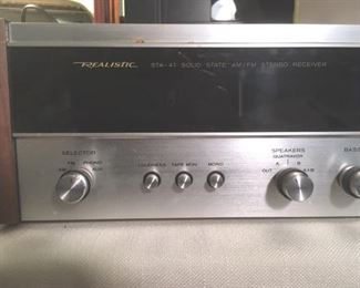 AM/FM stereo receiver with Quatravox 4-Channel synthesizer, Model STA-47 by Realistic, with manual