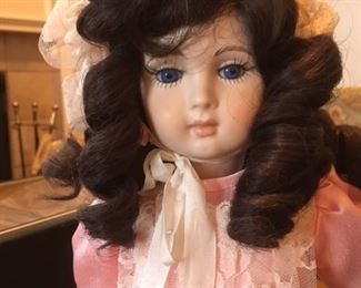 Detail of hand-made porcelain doll by Ann Fontonat